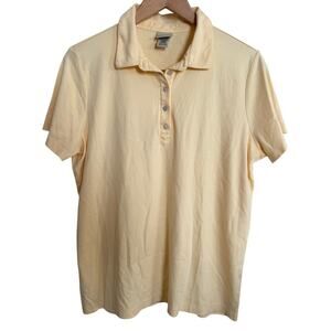 L.L. Bean Butter Yellow Short Sleeve Pullover Polo Casual Cotton Stretch Basic-L